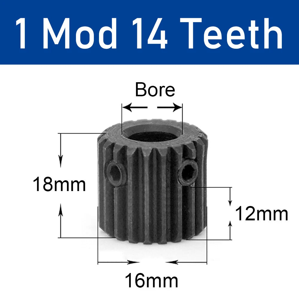 Spur Gear 1 Modulus, 10 to 25 Teeth, Transmission Gears Pitch 3.14mm Motor Gear