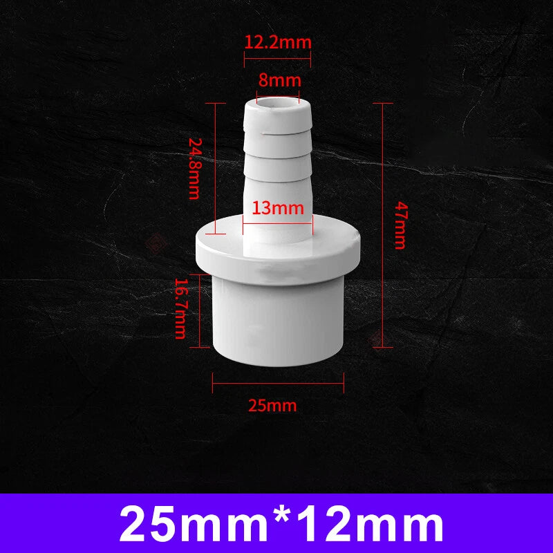 White Grey Pagoda PVC Pipe Connector Fittings 20 25mm Adapter To Hose OD 5~20mm