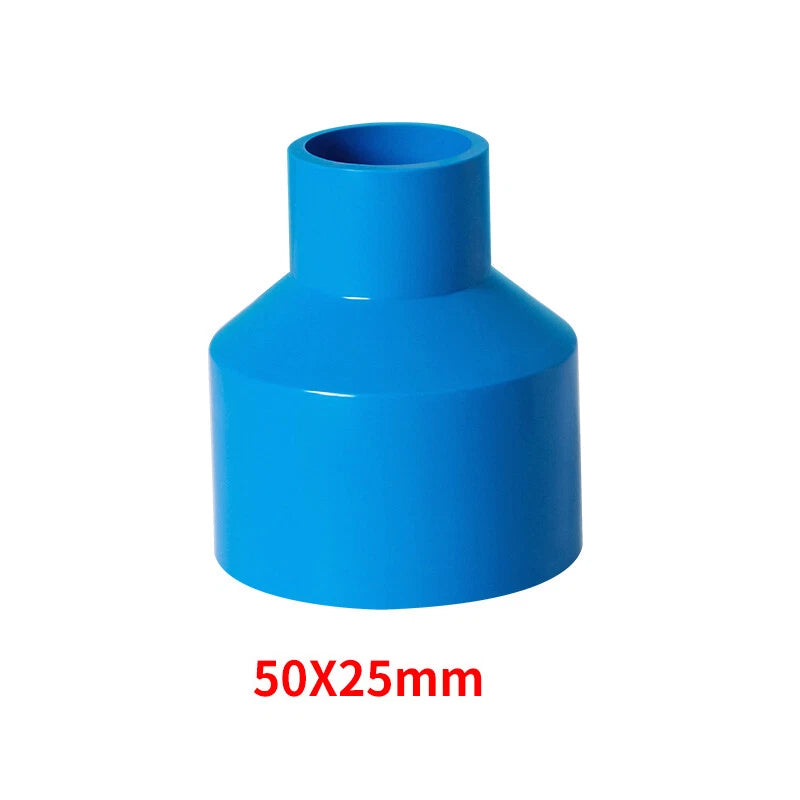 PVC Pipe Reducing Plumbing Concentric Connector 25-90mm Coupling Fittings Blue