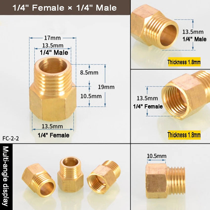 Brass BSP Reducing Bush — Male × Female Straight Pipe Fitting