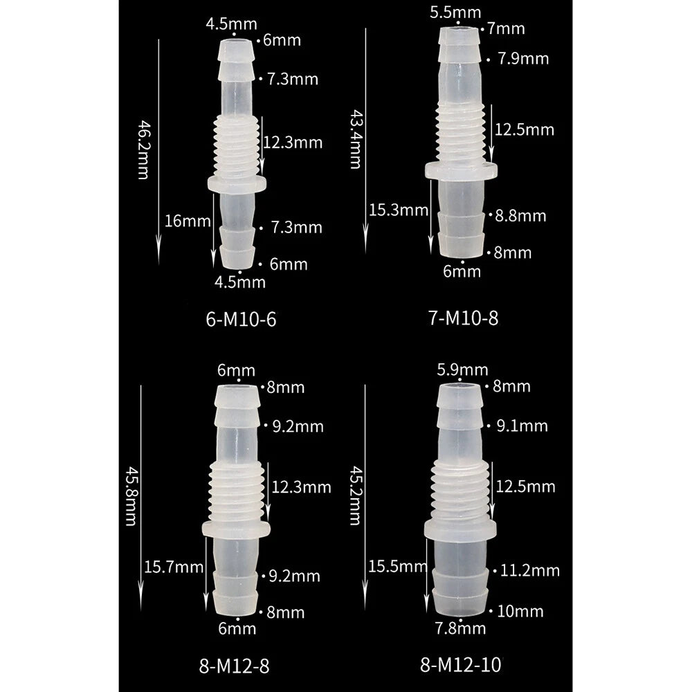 Plastic Bulkhead Fitting & Straight Hose Barb Connector — M6 to M16, Reducing & Equal