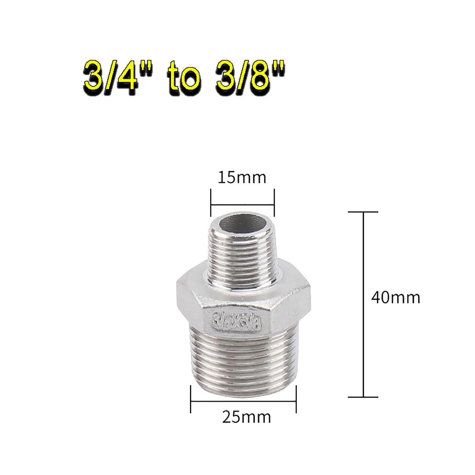 BSP Male to Male Reducing Hex Nipple 304 Stainless Steel Pipe Connector