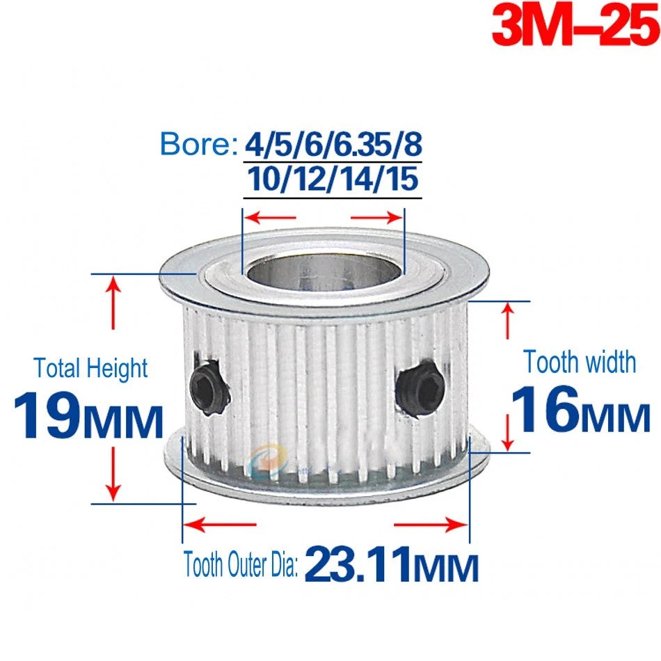 3M Timing Belt Pulley 12T-120T Synchronous Wheel Sprocket For 15mm Width Belt