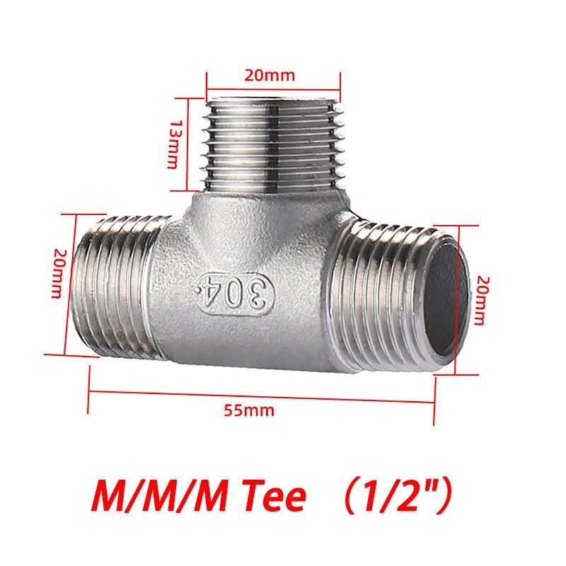 BSP 304 Stainless Steel Pipe Fittings — Elbow, Tee, Nipple, Cross, Bush, Cap (1/2" & 3/4")