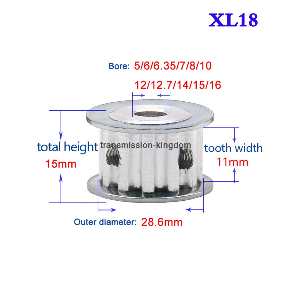 XL 10T-40T Synchronous Wheel Width 11mm Timing Belt Pulley Bore 4-20mm