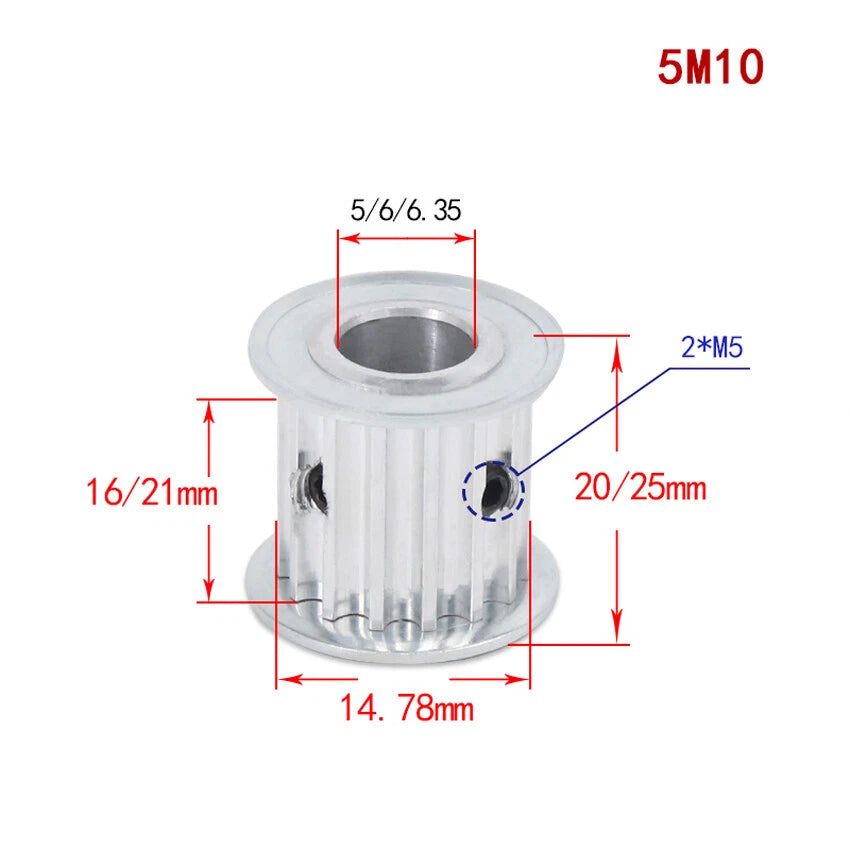 HTD-5M 10-100Teeth Timing Belt Pulley Pitch 5mm AF-type Drive Pulley Width 16mm