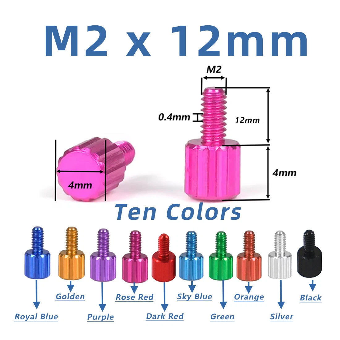 Knurled Thumb Screws Aluminum Alloy — M2 M2.5 M4 M5 M6 Flat Head Hand Grip Knob Bolts