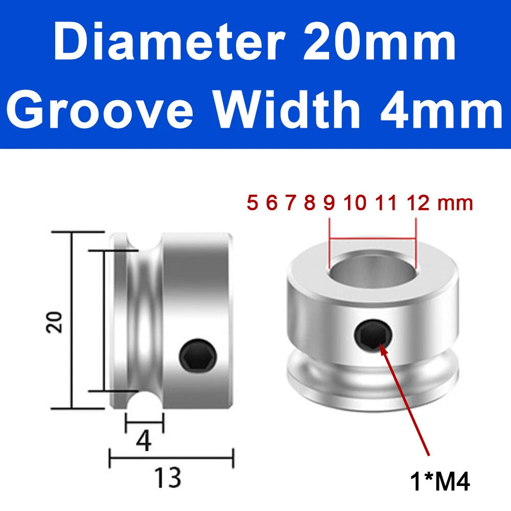 Alu U Pulley OD 20 30 40 50 60 80mm Single Groove Fixed Pulley for PU Round Belt