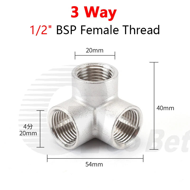 BSP Female Stainless Steel Pipe Fitting — 3/4/5-Way Adapter, 1/4" to 2"