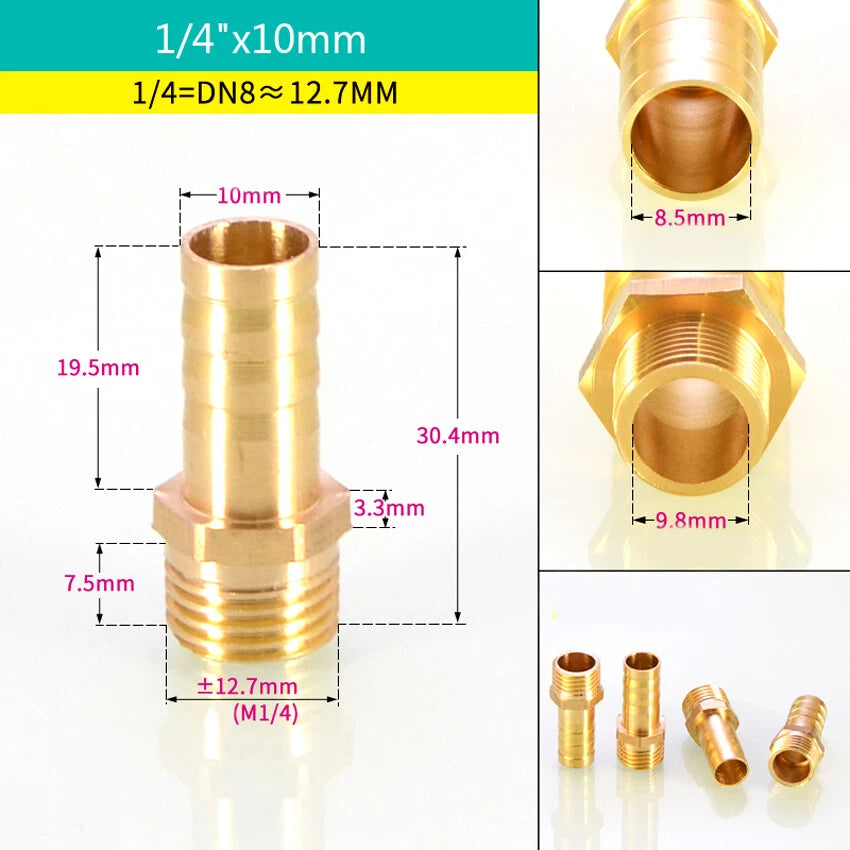 BSP Male & Female Thread Barb Hose Tail Connector — Air Fuel Water