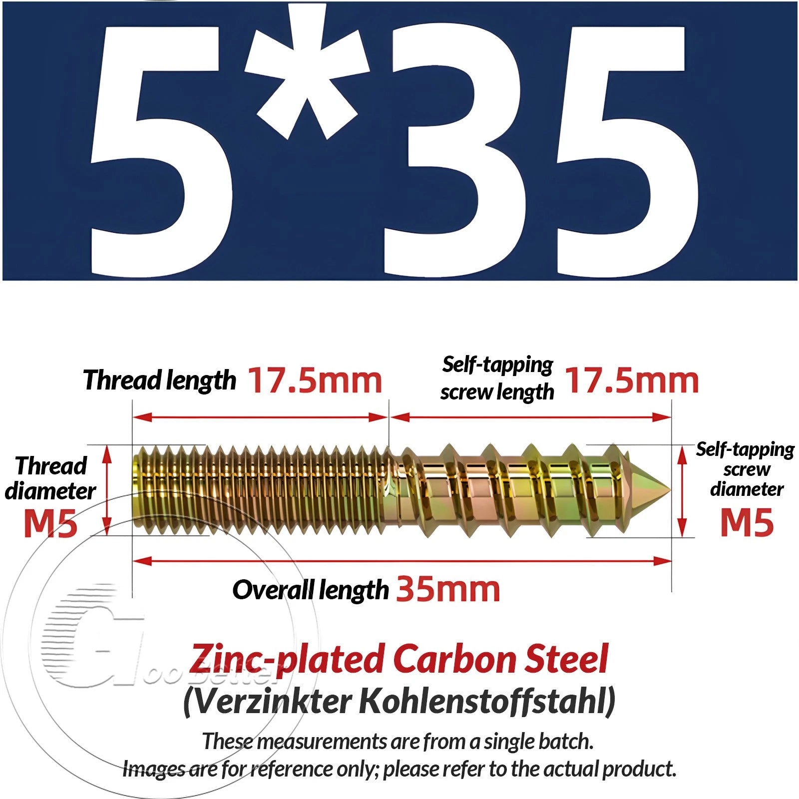 Galvanized Double-Ended Hanger Bolts M4 M5 M6 M8 M10, Wood-to-Metal Screws