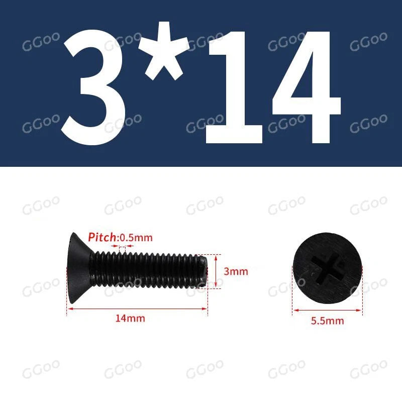 Nylon Countersunk Phillips Screws M2.5–M8, PA66 Non-Conductive Corrosion-Free