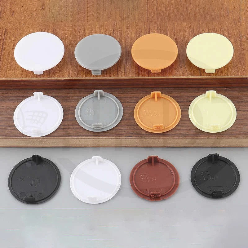 Plastic Screw Caps Covers 5–40mm – Push-in Furniture Hole Plugs, Black, White, Brown