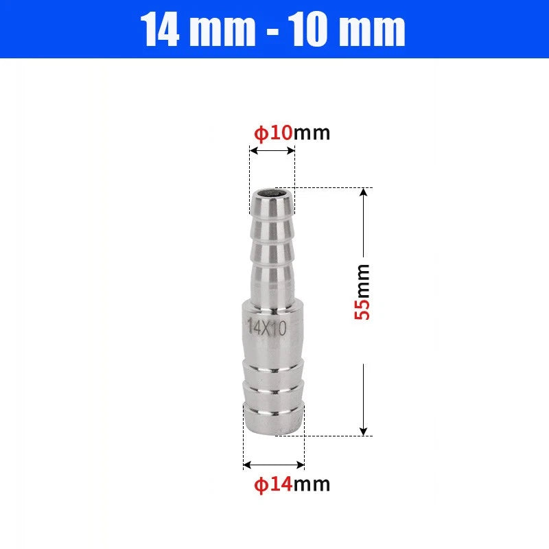 6mm~50mm Stainless Reducer Barbed Hose Joiner Connector Air Water Pipe Gas Tubi