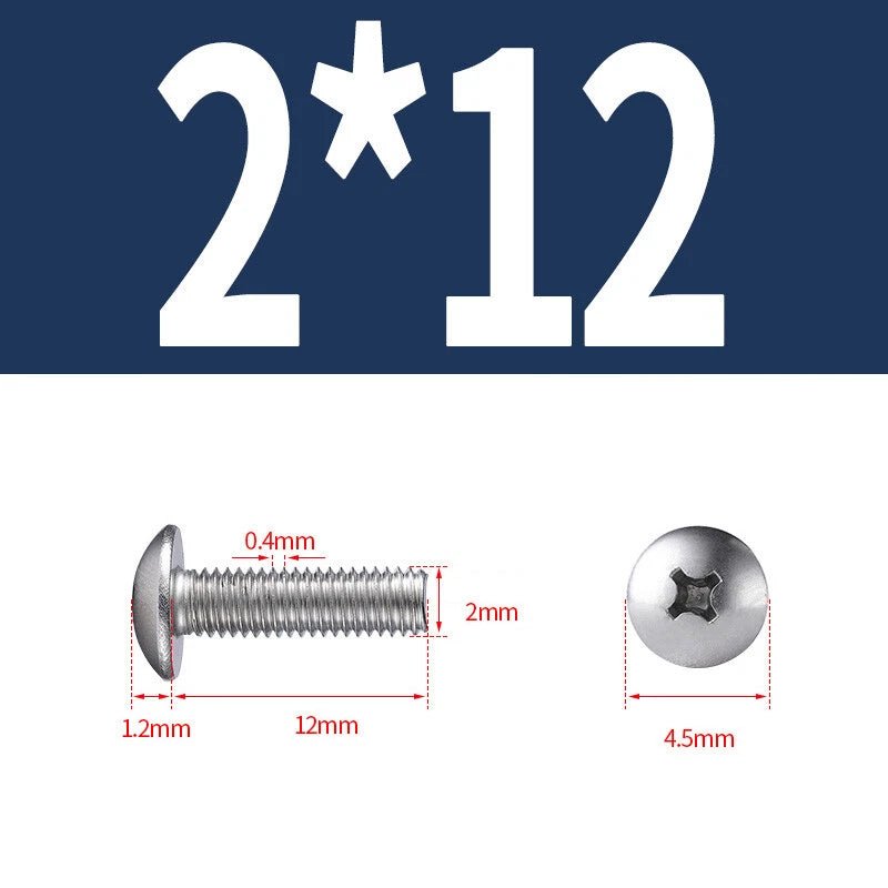 Phillips Button Head Machine Screws — Steel M2 M2.5 M3 M4 M5 M6 - HomeDIYer