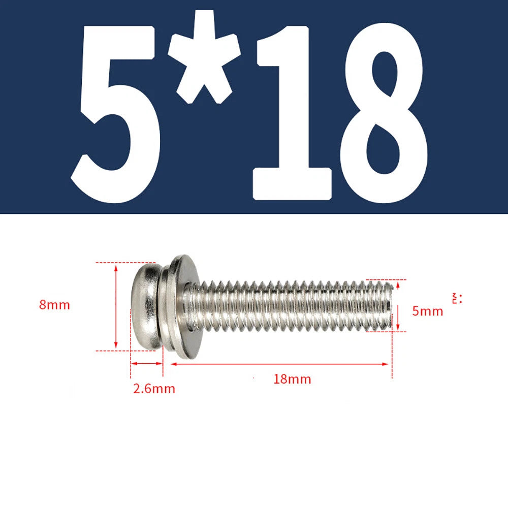 M5–M8 Phillips Pan Head Screws with Flat Washer – Nickel Plated or Black Zinc, Carbon Steel