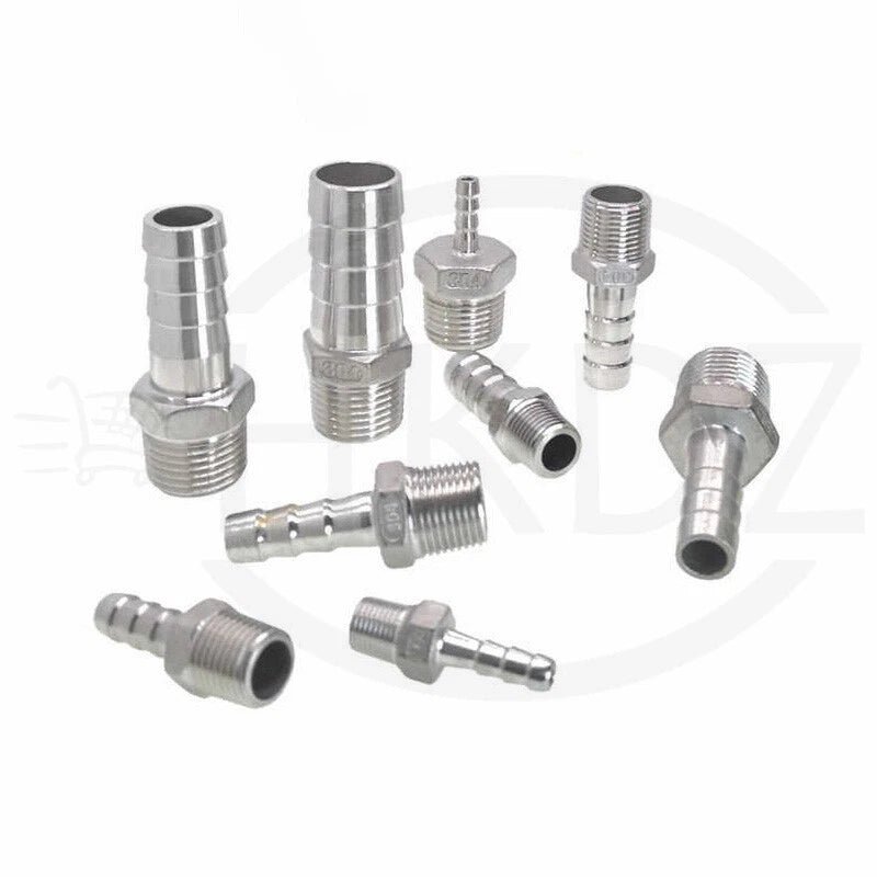 BSP Male Thread Stainless Steel Barb Hose Tail Connector — 1/8" to 4"