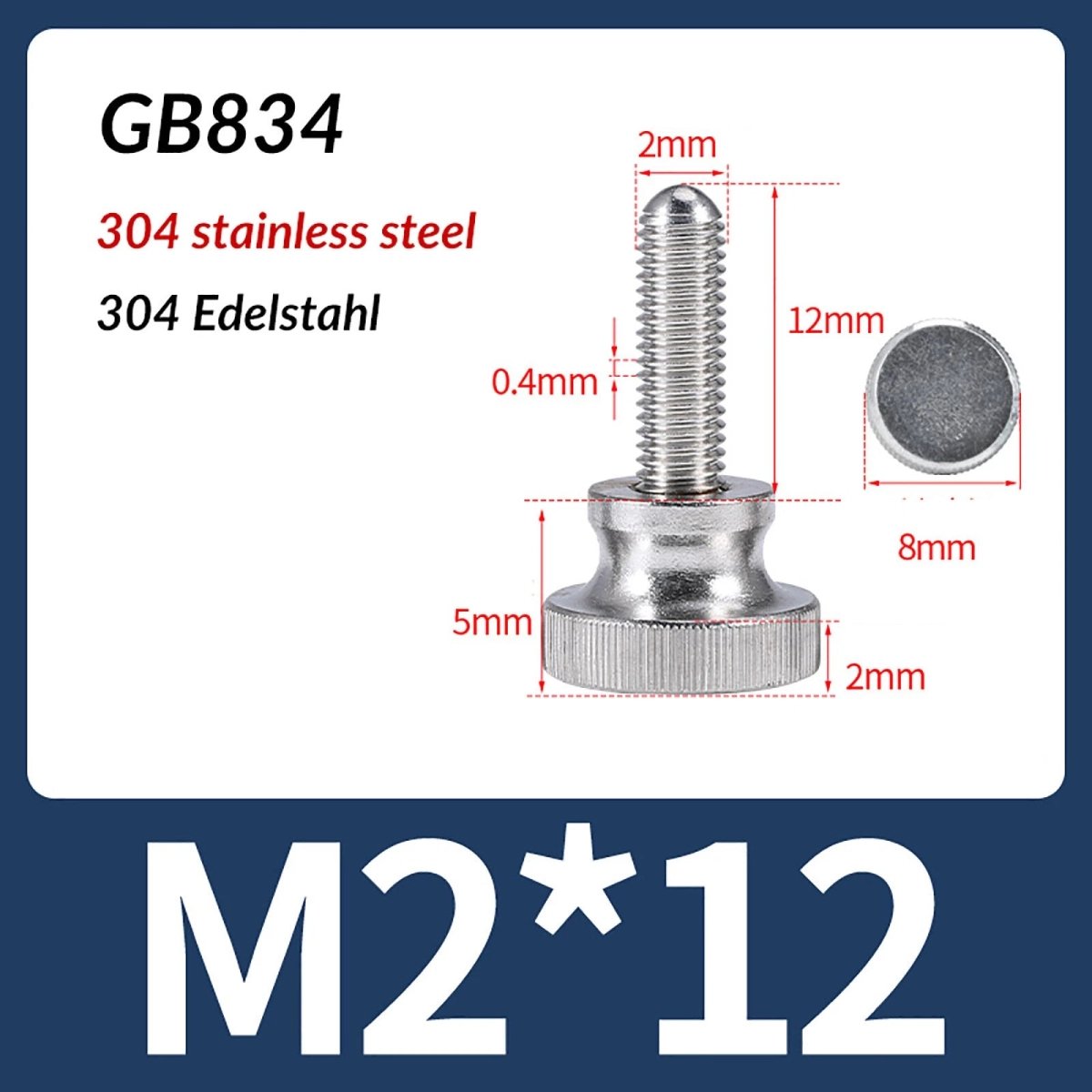 A2 Stainless Steel Knurled Thumb Screws – M2 to M10, Hand Turn Knob Bolts, 4 - 60mm Lengths - HomeDIYer