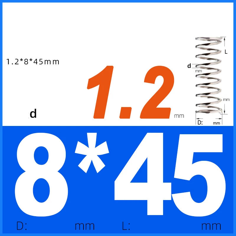 Compression Spring 1.2mm Wire Dia 8mm - 13mm OD Small Pressure Springs