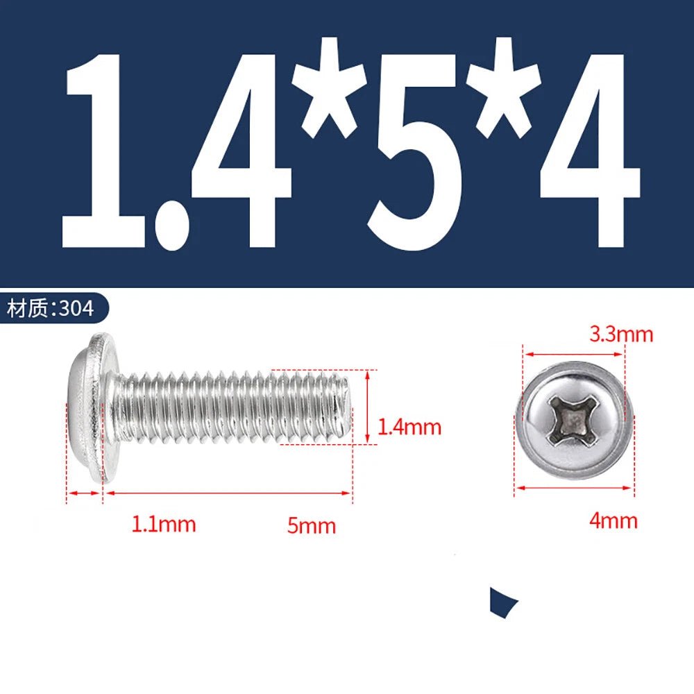 Phillips Flanged Button Head Screws M1.4–M6 | 304 Stainless Steel - HomeDIYer