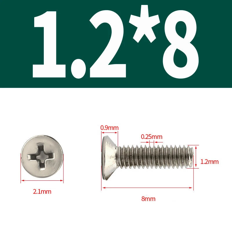 Phillips Machine Screws Countersunk Nickel Plated Steel DIN 965 Flat Head M1~M6