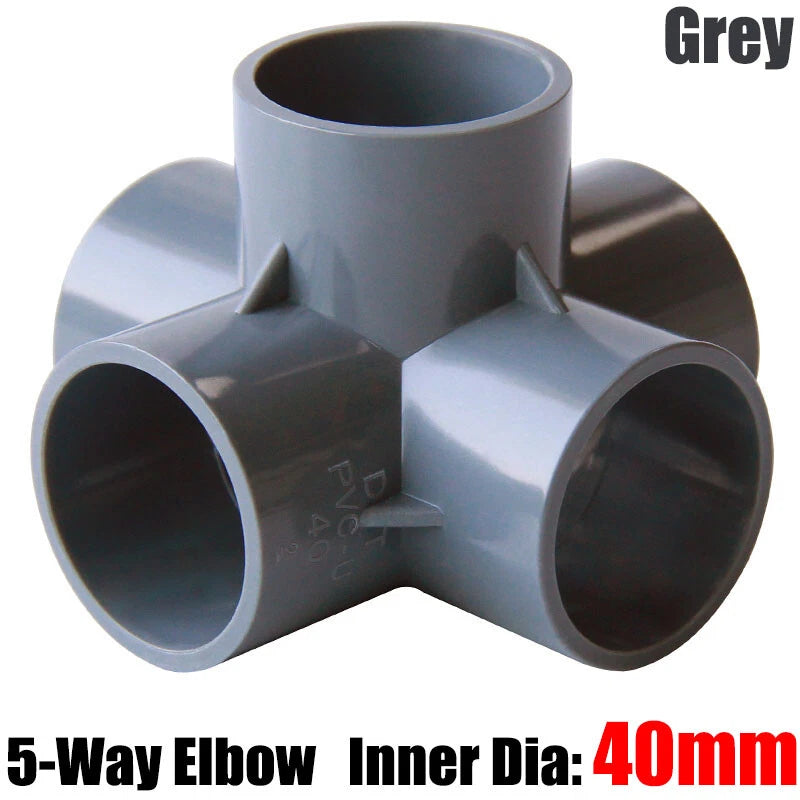 PVC 3 4 5 6-Way Elbow Connector Direct Pipe Fittings 20-110mm White Blue Grey