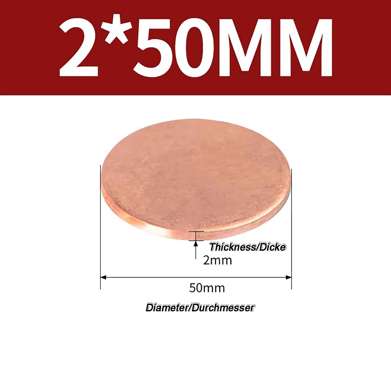 Solid Pure Copper Discs Blanks Round Plate Metal Sheet Thick 0.3~6mm Ø10mm~150mm