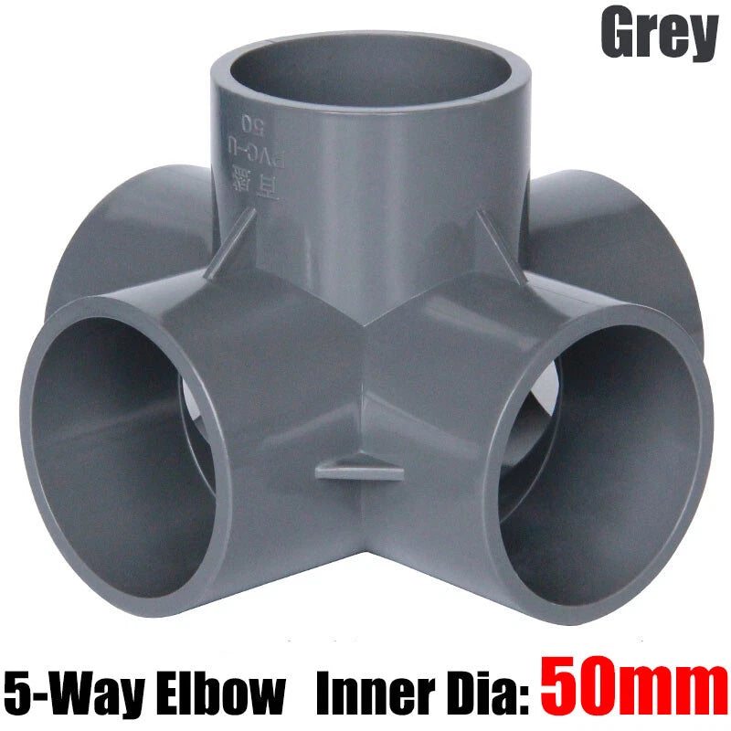 PVC 3 4 5 6-Way Elbow Connector Direct Pipe Fittings 20-110mm White Blue Grey