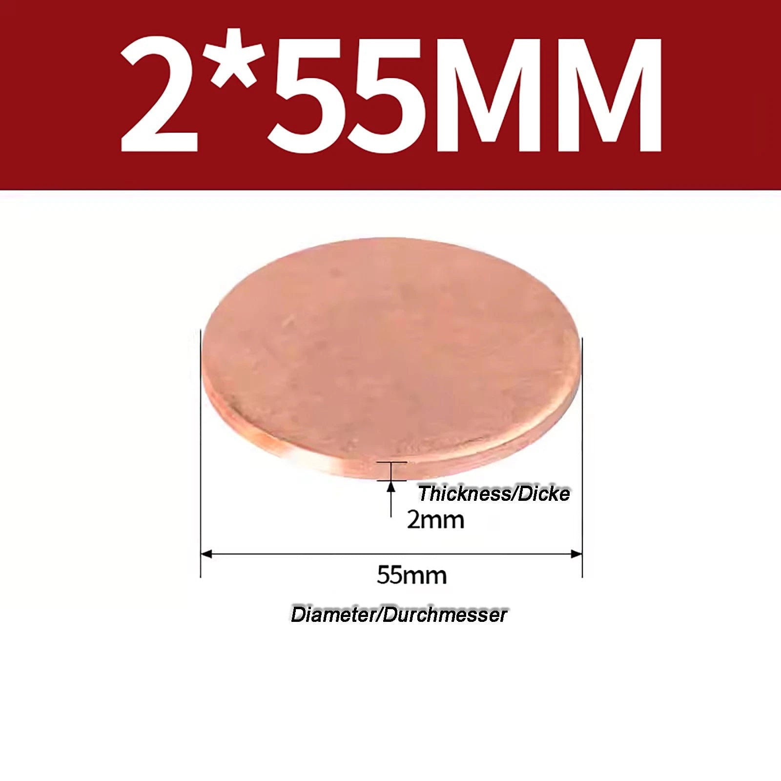 Solid Pure Copper Discs Blanks Round Plate Metal Sheet Thick 0.3~6mm Ø10mm~150mm