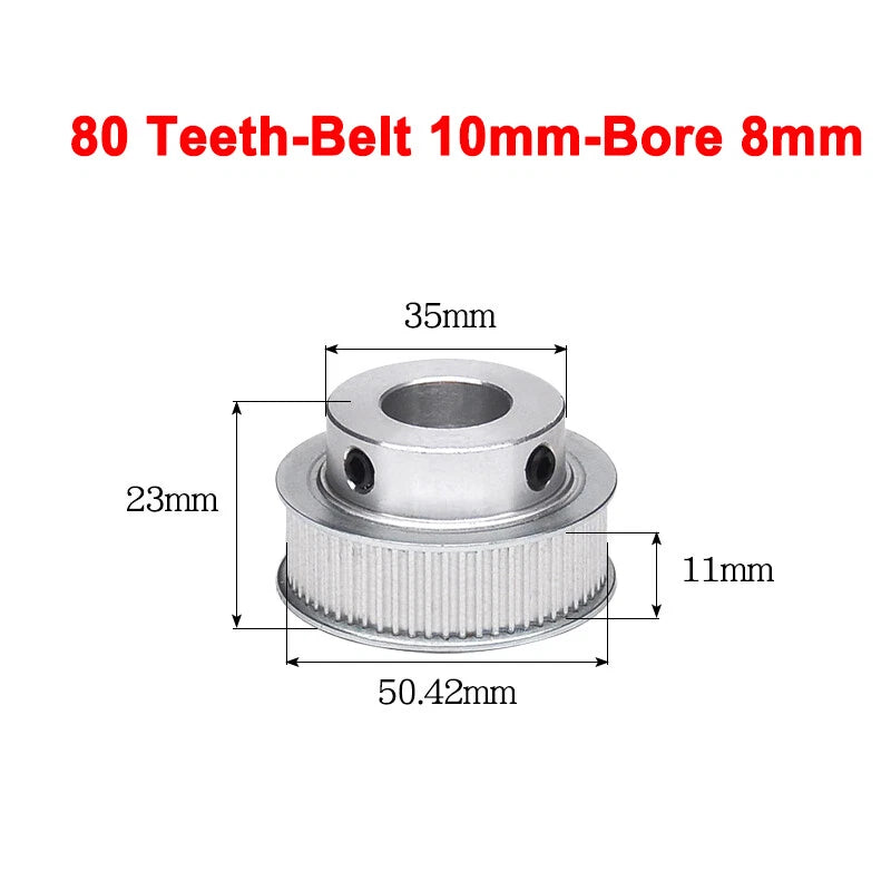 2GT Drive Pulley With Step 16 Tooth - 100 Tooth Bore 4mm - 25mm for 10mm Belt