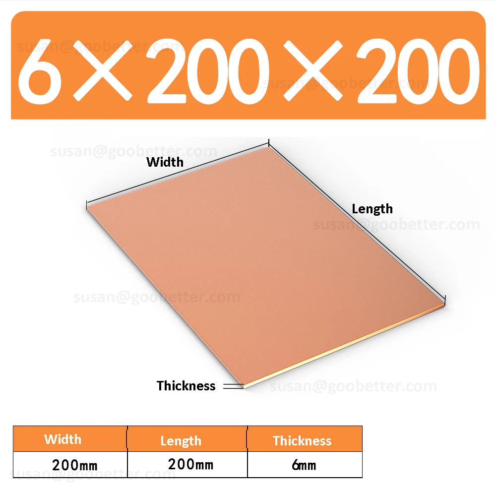 Natural Copper Sheet Metal guillotine cut - 0.3mm to 6.0mm - Multiple Sizes