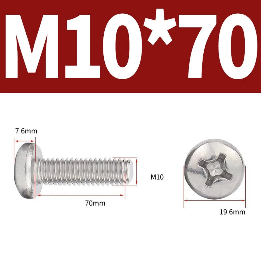 Phillips Pan Head Machine Screws — A4 Marine Grade Stainless Steel, DIN 7985 (M1.6–M10)