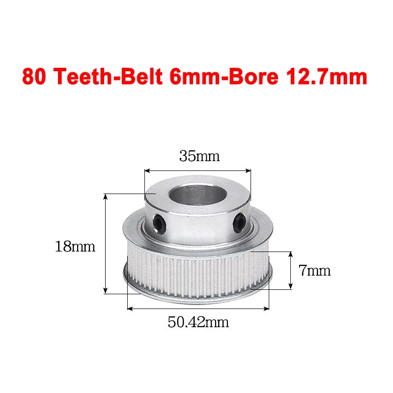 2GT Drive Pulley With Step 16 Tooth - 100 Tooth Bore 4mm - 25mm for 6mm Belt