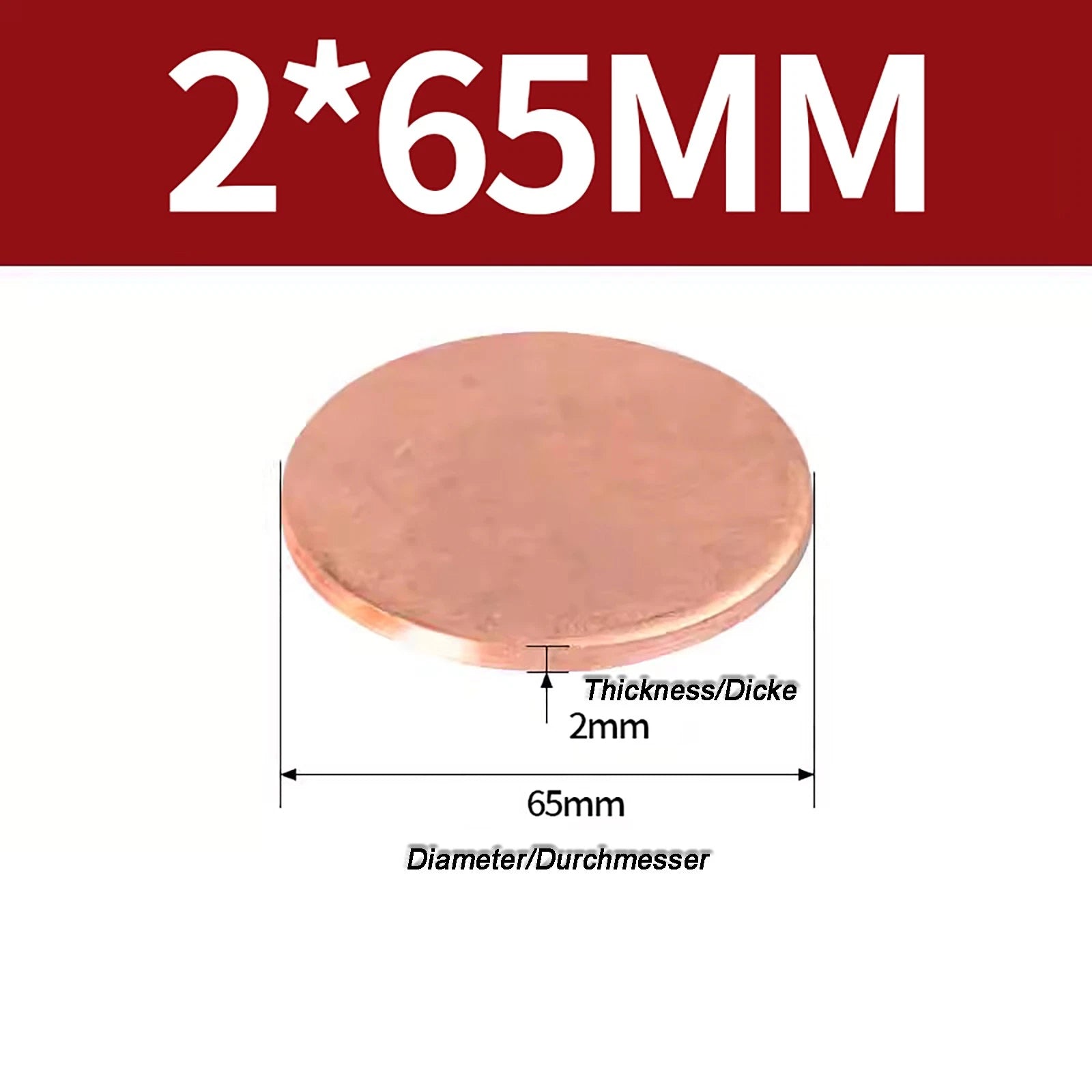Solid Pure Copper Discs Blanks Round Plate Metal Sheet Thick 0.3~6mm Ø10mm~150mm