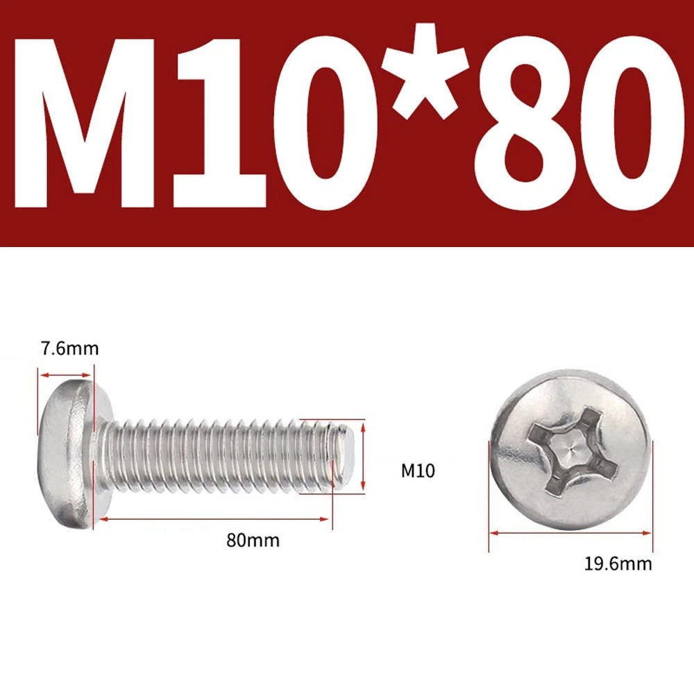 Phillips Pan Head Machine Screws — A4 Marine Grade Stainless Steel, DIN 7985 (M1.6–M10)