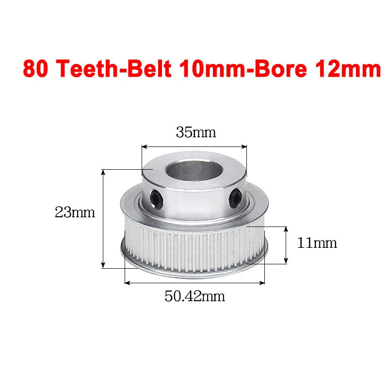 2GT Drive Pulley With Step 16 Tooth - 100 Tooth Bore 4mm - 25mm for 10mm Belt