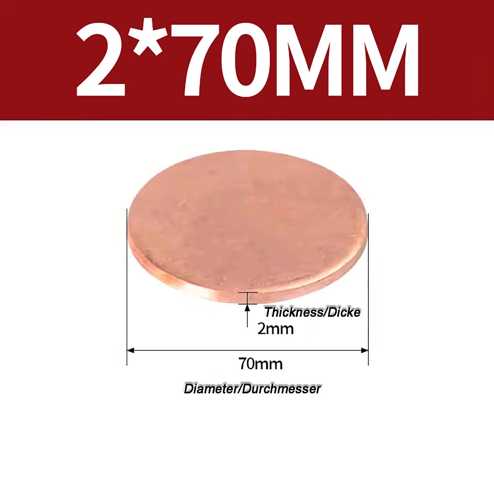 Solid Pure Copper Discs Blanks Round Plate Metal Sheet Thick 0.3~6mm Ø10mm~150mm