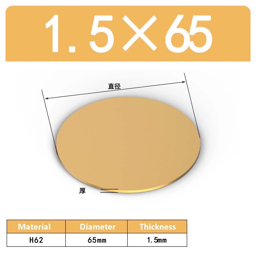 H62 Solids Brass Discs Blanks Metal Round Sheets OD 10mm-300mm Thick 0.3mm-4mm