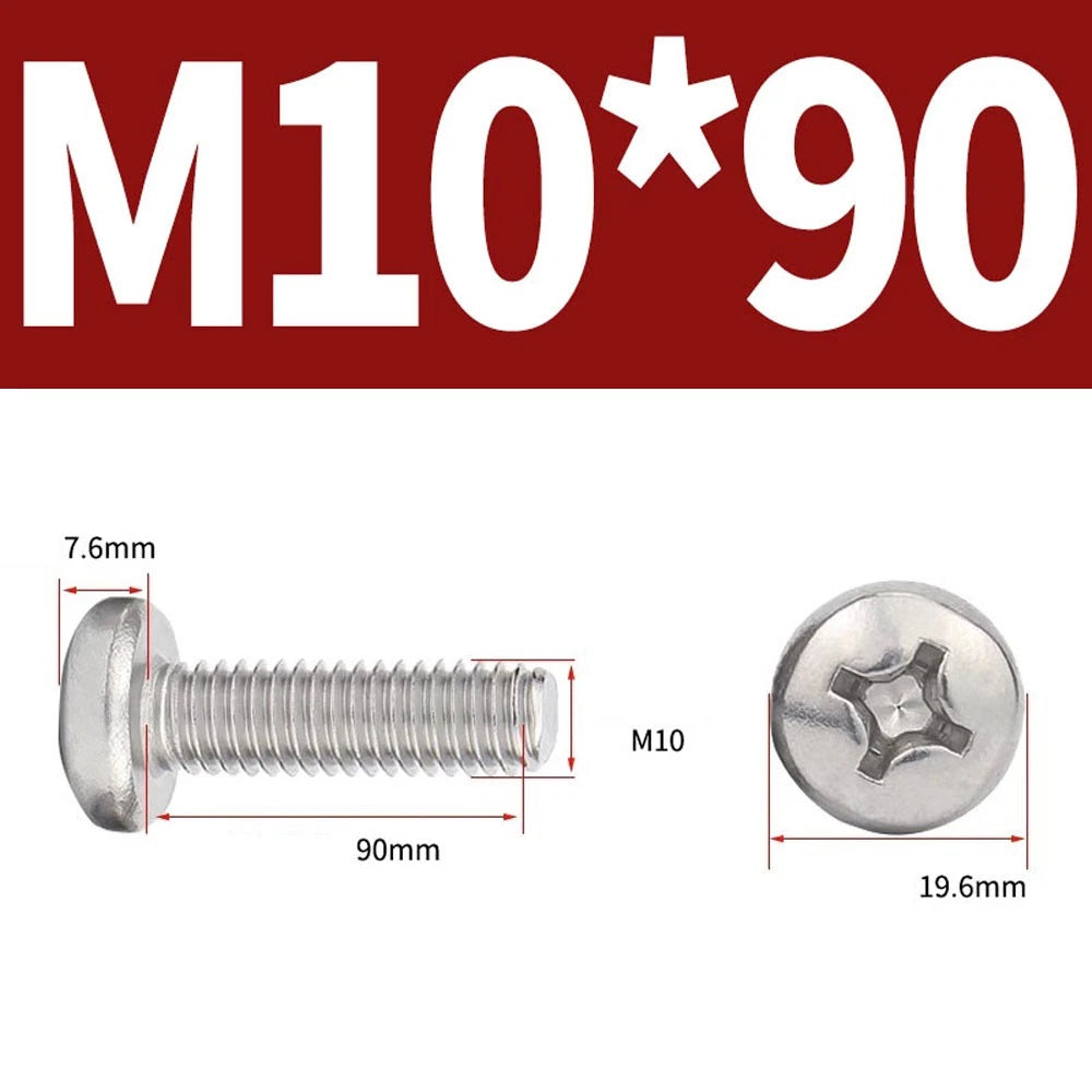 Phillips Pan Head Machine Screws — A4 Marine Grade Stainless Steel, DIN 7985 (M1.6–M10)