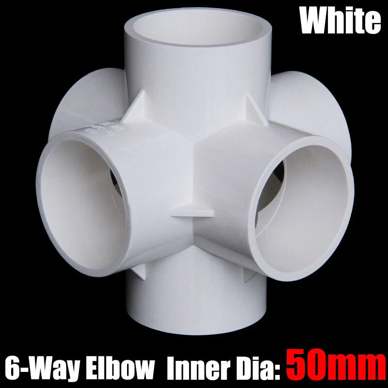 PVC 3 4 5 6-Way Elbow Connector Direct Pipe Fittings 20-110mm White Blue Grey