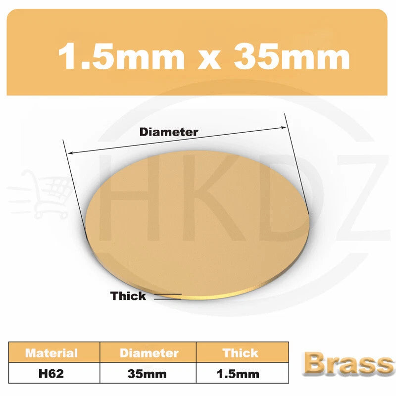 H62 Solid Brass Discs Plate Round Sheets Thickess 0.3mm-3mm Diameters 10-300mm