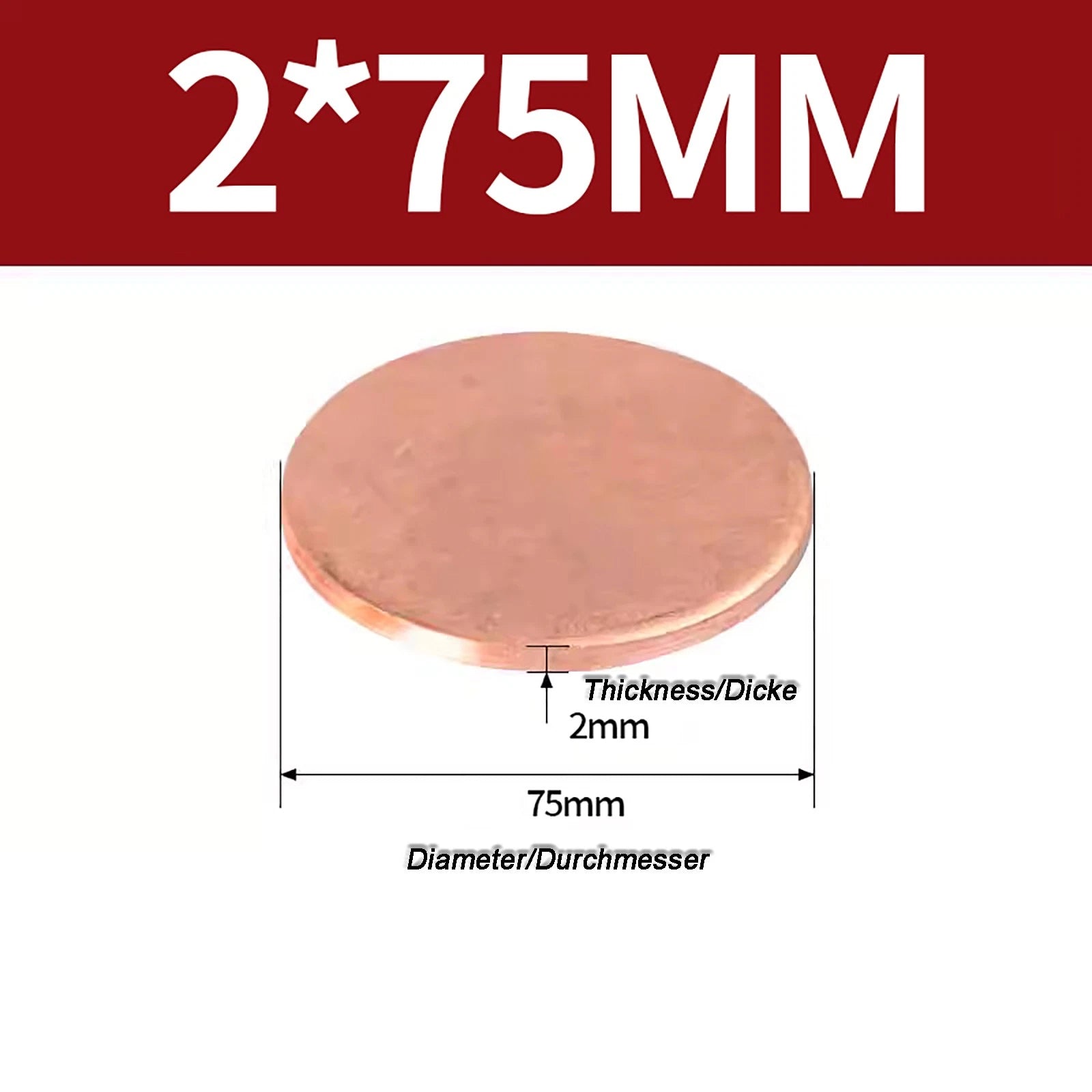 Solid Pure Copper Discs Blanks Round Plate Metal Sheet Thick 0.3~6mm Ø10mm~150mm