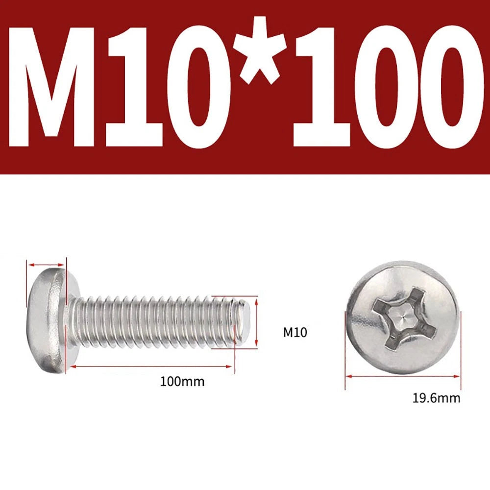 Phillips Pan Head Machine Screws — A4 Marine Grade Stainless Steel, DIN 7985 (M1.6–M10)