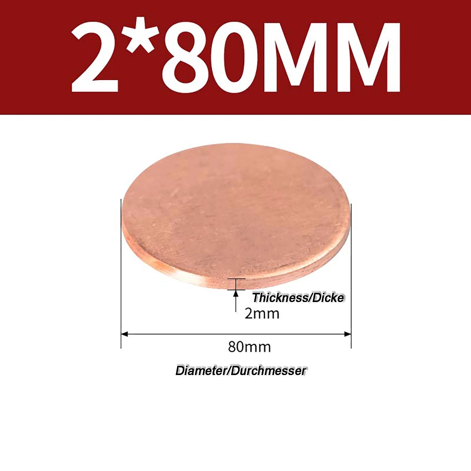 Solid Pure Copper Discs Blanks Round Plate Metal Sheet Thick 0.3~6mm Ø10mm~150mm