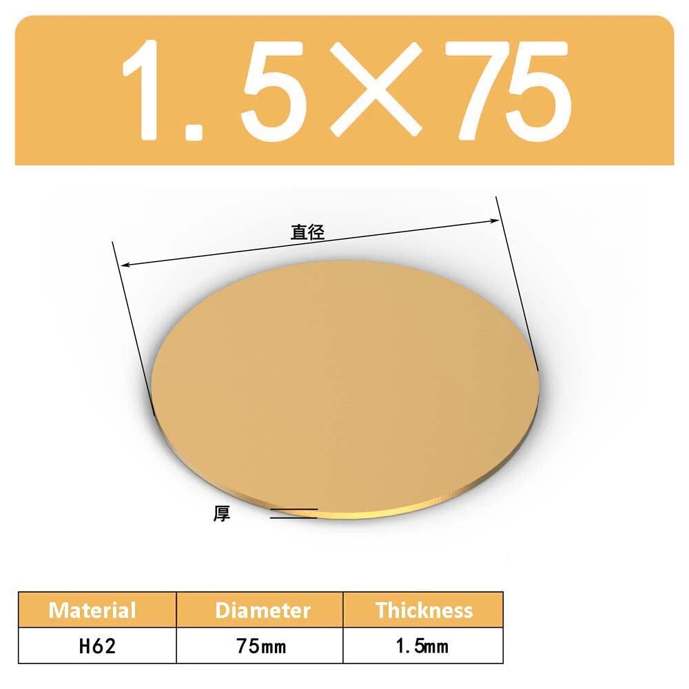 H62 Solids Brass Discs Blanks Metal Round Sheets OD 10mm-300mm Thick 0.3mm-4mm
