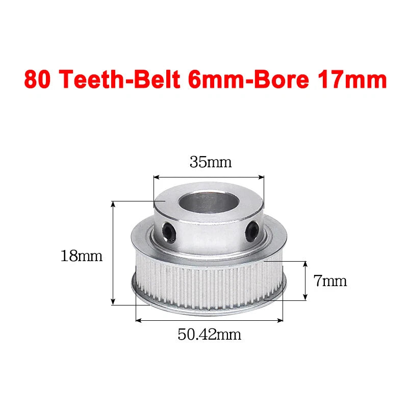 2GT Drive Pulley With Step 16 Tooth - 100 Tooth Bore 4mm - 25mm for 6mm Belt
