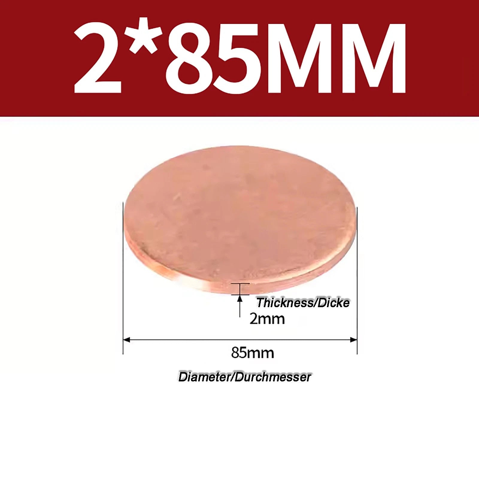 Solid Pure Copper Discs Blanks Round Plate Metal Sheet Thick 0.3~6mm Ø10mm~150mm