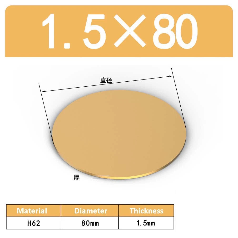H62 Solids Brass Discs Blanks Metal Round Sheets OD 10mm-300mm Thick 0.3mm-4mm