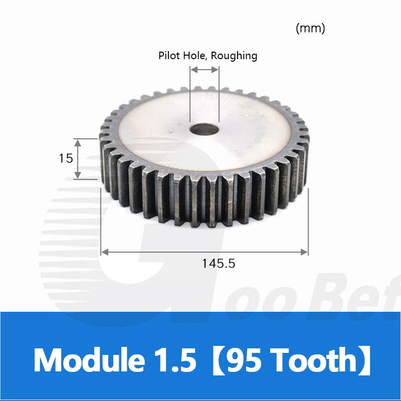 Mod 1 1.5 2 2.5 3 4 5 Spur Gear C45 Steel 12 Tooth - 160 Tooth Motor Pinion Flat