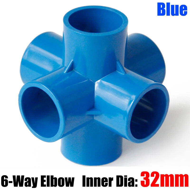 PVC 3 4 5 6-Way Elbow Connector Direct Pipe Fittings 20-110mm White Blue Grey